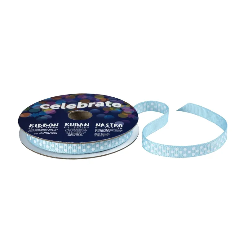 Baby Blue Grosgrain Polka Dot Ribbon 6mm x 5m Super Sale