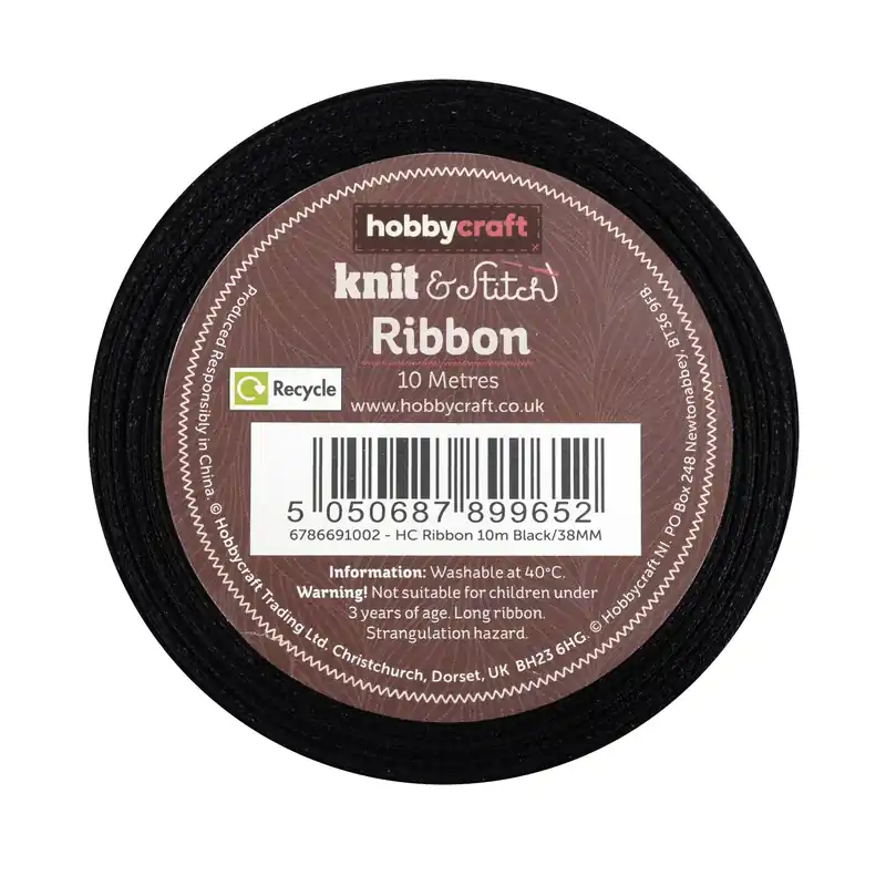 Hot Picks Black Satin Ribbon 38mm x 10m