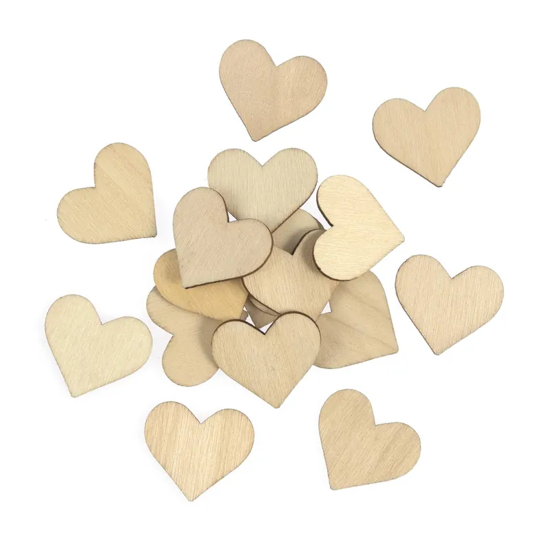 Handmade Natural Wooden Hearts 18 Pack