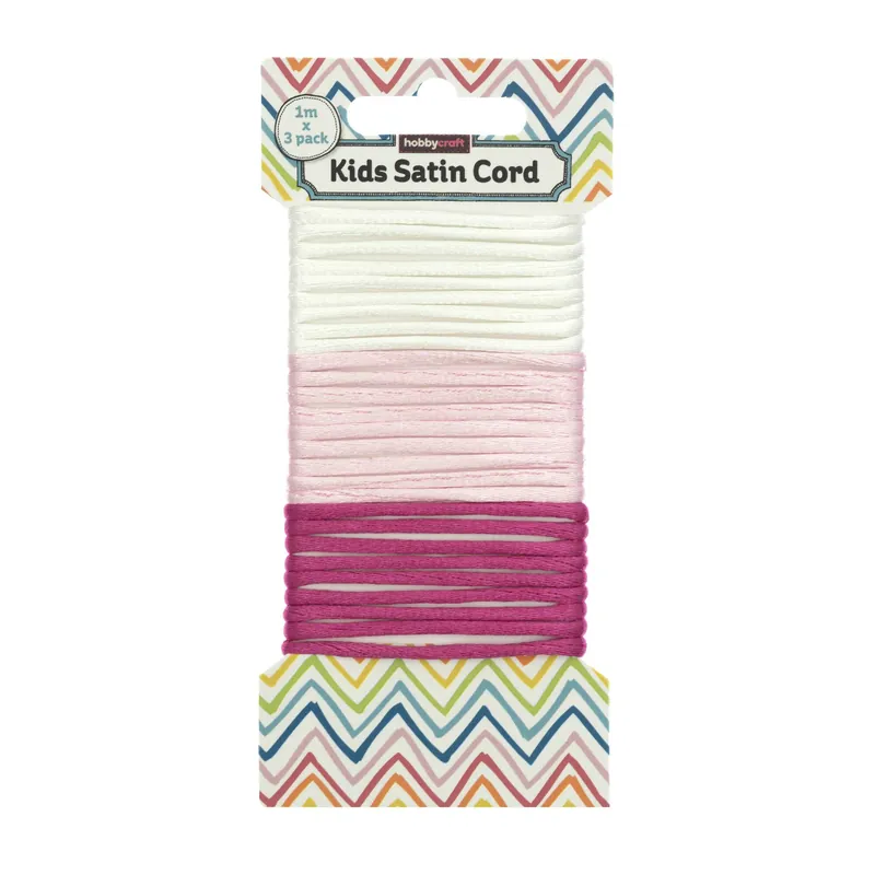 Pink Satin Cord 1m 3 Pack No Minimum Order