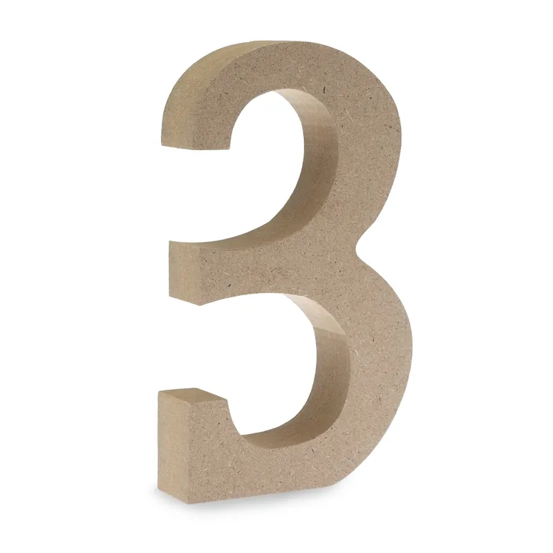 Price Drop MDF Wooden Number 3 13cm