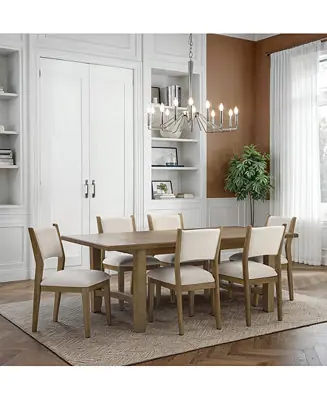 Nordic 7-Pc Dining Set (Table + 6 Upholstered Side Chairs) Limited Edition
