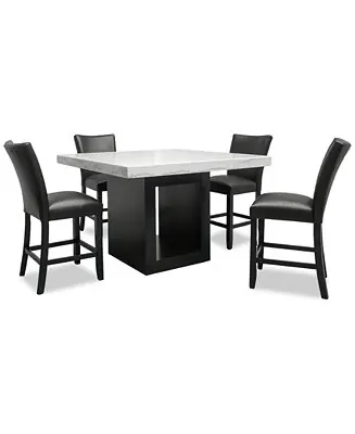 Flash Sale Kellet 5 Pc. Square Marble Dining Set (Counter Height Table & 4 Chairs)