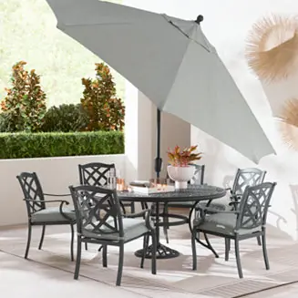 Wythburn Outdoor Dining 7pc Set (60" Round Table & 6 Lattice Dining Chairs) Flash Sale