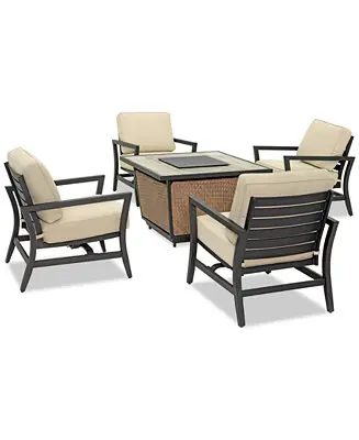 Crafted Astaire Outdoor 5-Pc. Chat Set (1 Fire Pit & 4 Rocker Chairs)