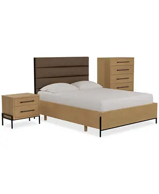 Linstead 3-Pc. Queen Upholstered Set (Bed, Chest & Nightstand) Luxury