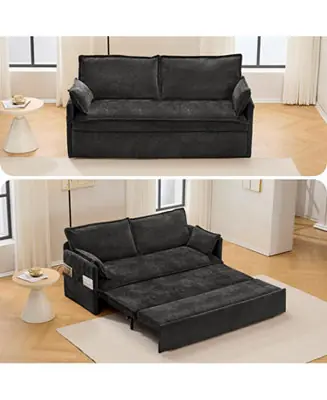 59.5" Chenille Sleeper Sofa Bed w/ Storage & USB Charging Viral