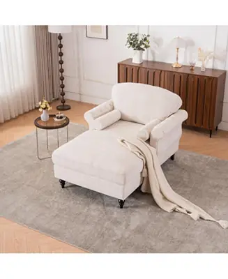 Buy Online Oversized Chenille Chaise Lounge Sofa Bed