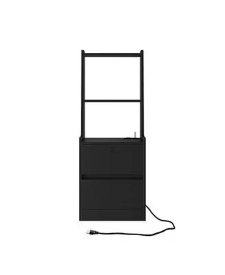 Storage Cabinet with Night Light Bookshelf Free Returns