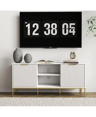 Exclusive Offer Wave-Door TV Stand with Open & Adjustable Shelves