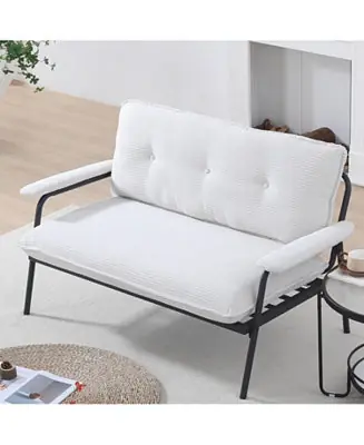 New Arrival Beige 53-inch Sofa Small Apartment Living