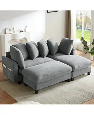 83" Sectional Sofa with Storage Ottoman & Pillows Direct From Manufacturer
