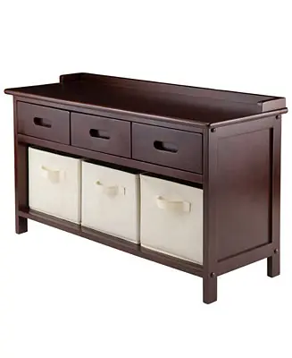 Final Sale Adriana 4-Piece Storage Bench Set with 3 Foldable Baskets