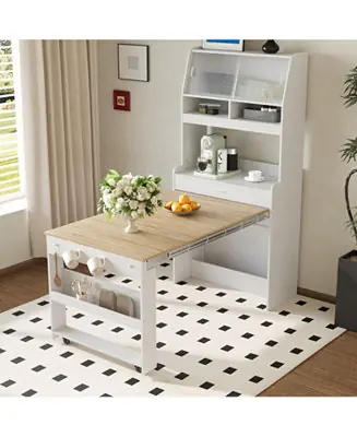 Don’t Miss Out Compact Foldable Table Buffet Hutch Storage Cabinet