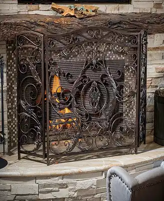Waterbury Gold Flower Fireplace Screen Bargain
