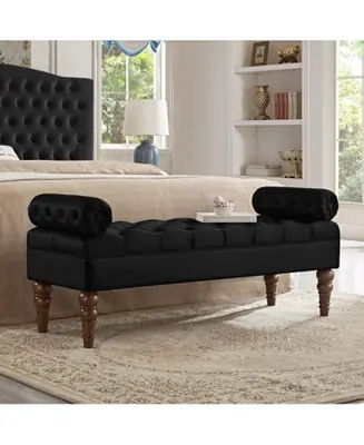 Velvet Bed Bench with Tufted Button, Multipurpose Bolster Bench Latest