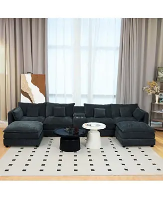 Big Sale Streamdale U Shaped Cloud Couch, 144" Modular Chenille Sofa with Ottoman & Console