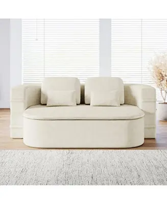Buy Online 75" Fabric Foldable Sofa Bed with Blanket
