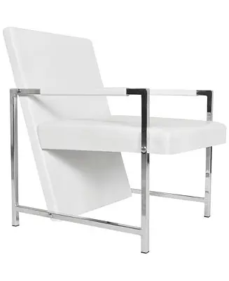 Cube Armchair White Faux Leather Crafted