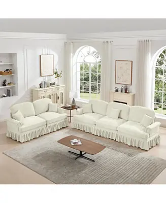 Next Day Delivery Modular Sofa Set- Flared Arms, Removable Skirts, Spindle Legs