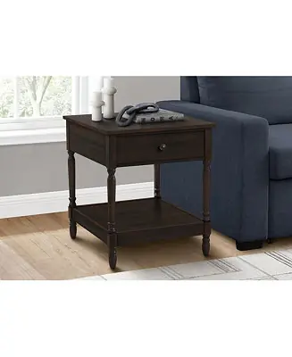 Accent Table, 2 Tier, End, Side Table, Square, Nightstand, Bedroom, Lamp, Brown Veneer, Traditional Best Choice
