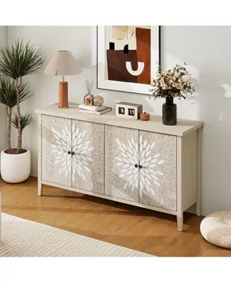 Get Yours Modern Sideboard Buffet Cabinet with 4 Doors & Adjustable Shelves