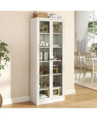 Kitchen Pantry Cabinet - 72" Tall Storage with 5 Adjustable Shelves, White Affordable