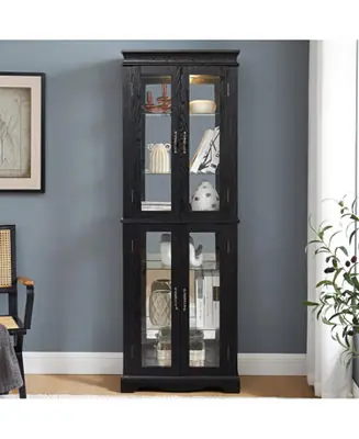 Lighted Glass Curio Cabinet - Black Budget