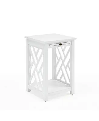 Fan Favorite Coventry Wood End Table with Tray Shelf and Bottom Shelf