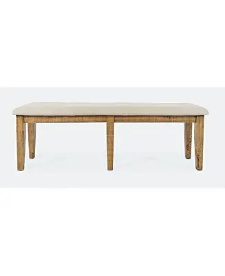 Telluride Rustic Farmhouse Solid Wood 55" Upholstered Dining Bench Same Day Shipping