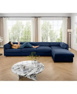 Streamdale Modular L-Shaped Blue 4-Seat Sofa with Storage & Deep Seating Buy Online