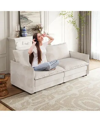 Corduroy Loveseat Sofa with Pillows Clearance