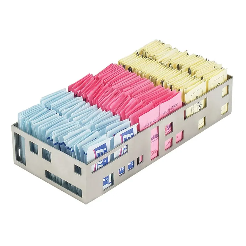 Cal-Mil 1611-55 Squared Stainless Steel Packet Organizer - 9 1/2" x 4 1/2" x 2" Clearance
