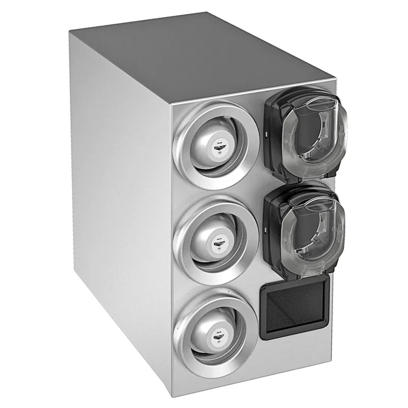 Money Back Guarantee Vollrath K58842 Stainless Steel 3-Slot 8 - 44 oz. Countertop Cup Dispenser Cabinet with 2 LidSaver® 3 Dispensers and 1 Straw Pocket