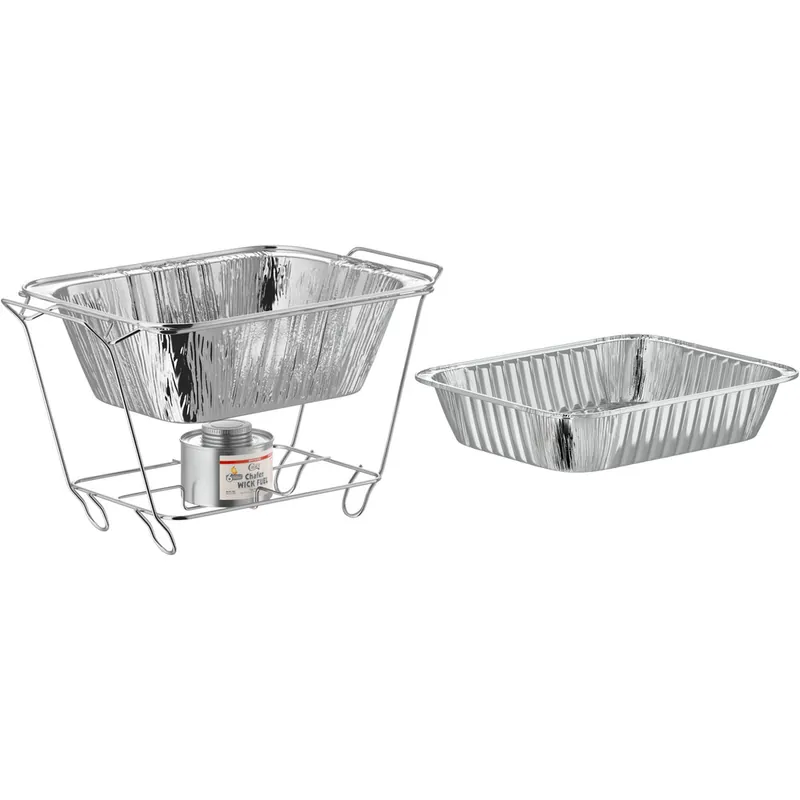 Choice Half Size Disposable Wire Chafer Stand Kit with 6 Hour Wick Fuel Super Sale