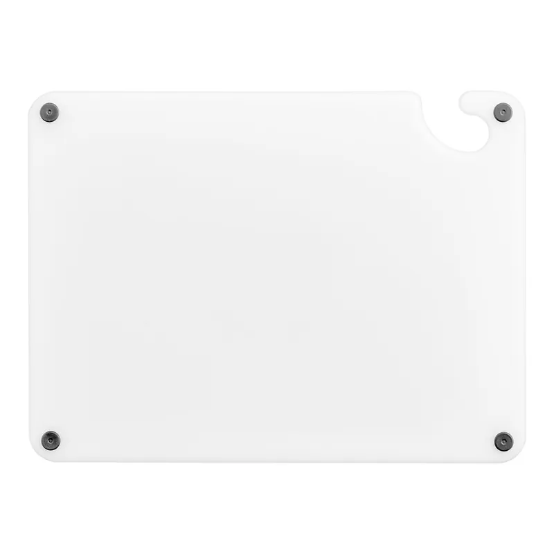 Choice 20" x 15" x 1/2" White Cutting Board with Grips, Hook, and Rulers Crafted