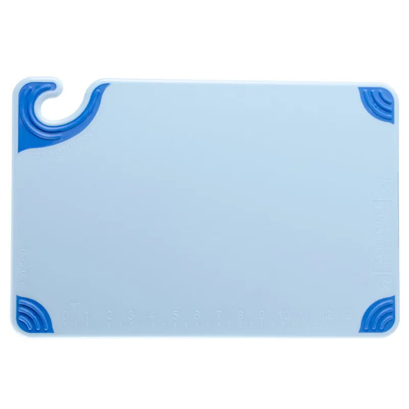 San Jamar CBG121812BL Saf-T-Grip® 18" x 12" x 1/2" Blue Cutting Board with Hook Original