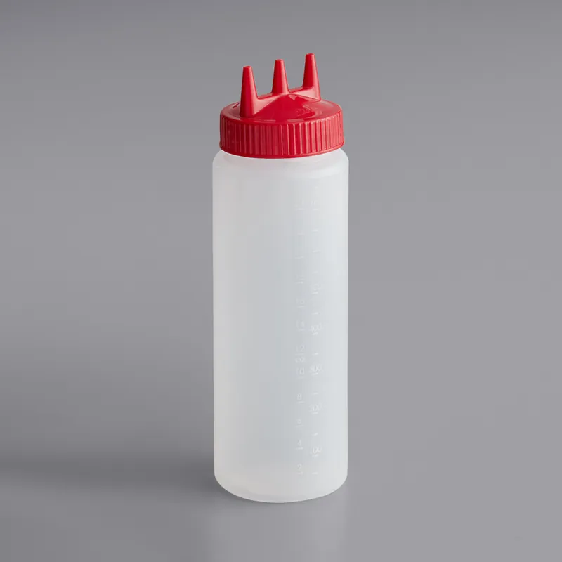 Instant Buy Vollrath 3324-1302 Traex® Color-Mate™ 24 oz. Clear Tri Tip™ Wide Mouth Squeeze Bottle with Red Cap