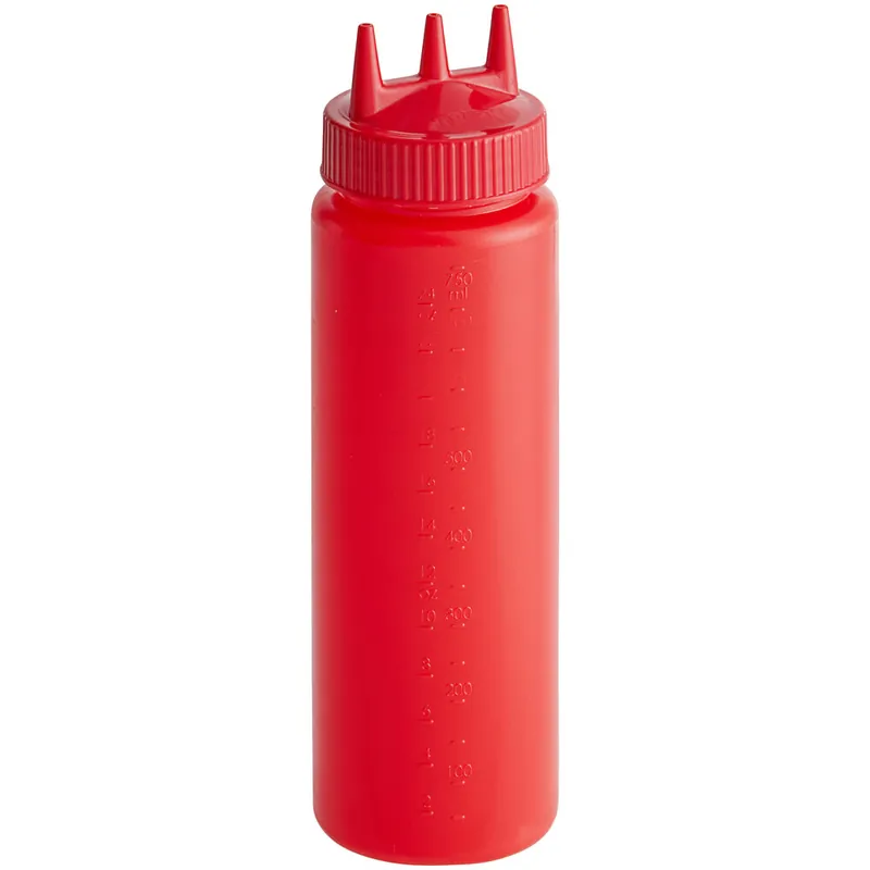 Vollrath 3324C-02 Traex® Color-Mate™ 24 oz. Red Tri Tip™ Wide Mouth Squeeze Bottle Trusted Brand