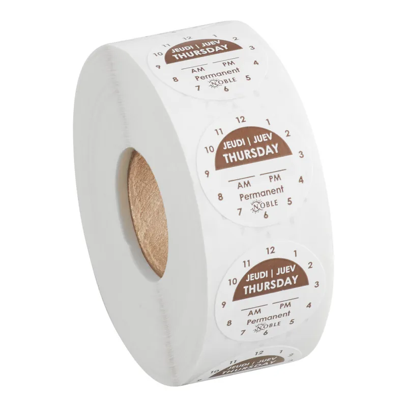 Direct From Manufacturer Noble Thursday 1" Permanent Day of the Week Clock Label - 1,000/Roll