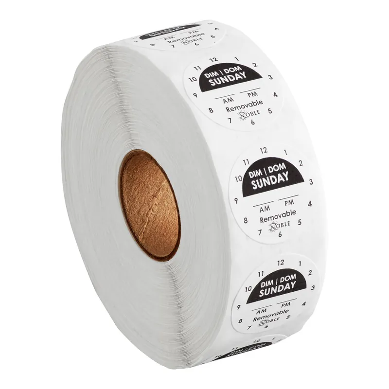 Noble Sunday 1" Removable Day of the Week Clock Label - 1,000/Roll Buy Direct