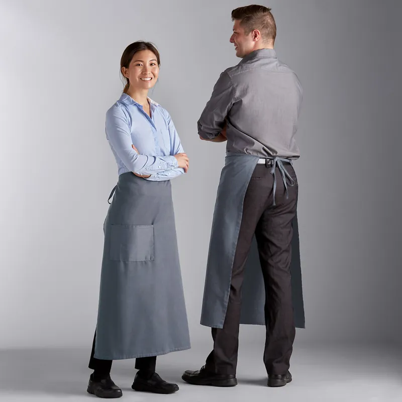 Choice Gray Poly-Cotton Standard Bistro Apron with 1 Pocket - 33" x 30" Weekend Sale
