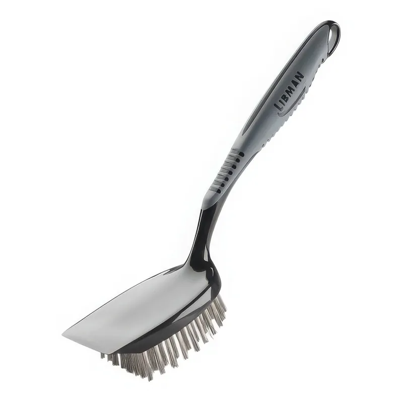 Best Price Libman 11" Black BBQ Brush with Stainless Steel Fibers 595 - 6/Case