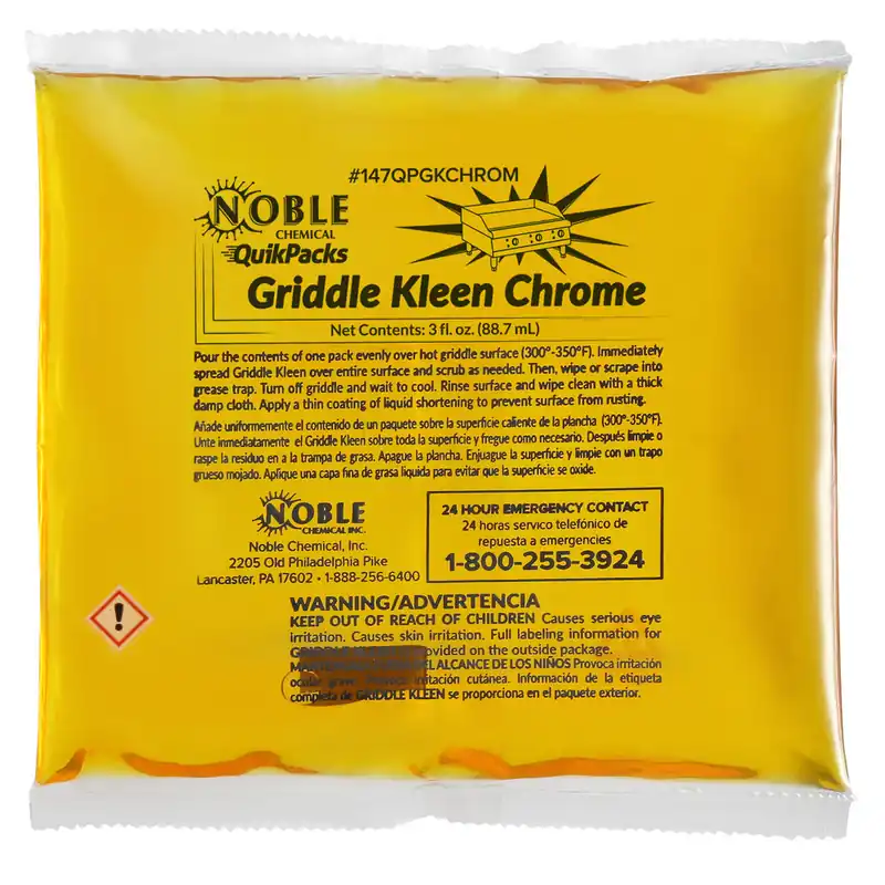 Noble QuikPacks Chrome Griddle Kleen 3 oz. Ready-to-Use Liquid Grill / Griddle Cleaner Packet - 40/Case Save Now