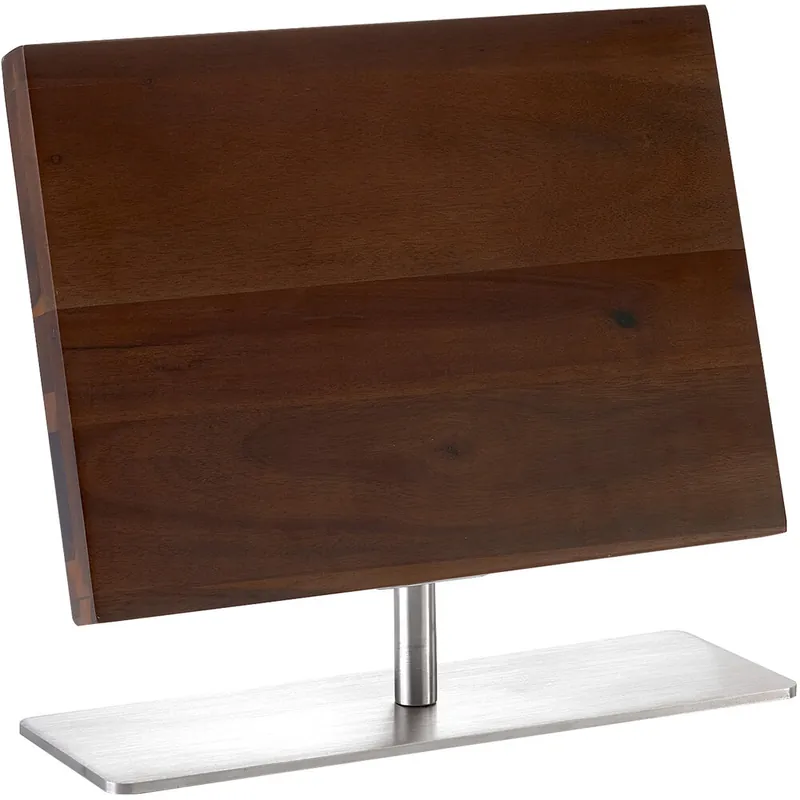 In Demand Mercer Culinary M30725 14 1/8" x 10 1/4" Acacia Magnetic Knife Board with Stainless Steel Base
