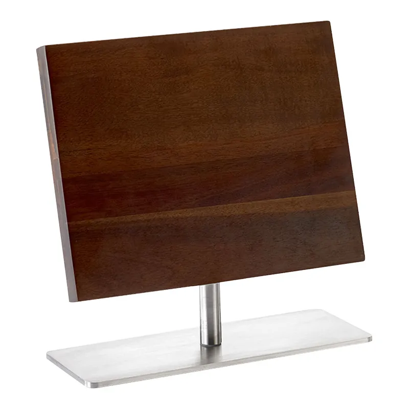 Big Sale Mercer Culinary M30726 11 3/8" x 9" Acacia Magnetic Knife Board with Stainless Steel Base